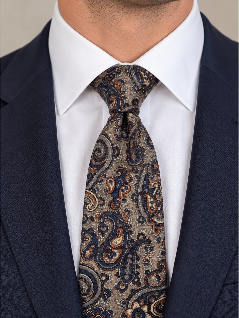 Vintage Monsieur Chollis Paisley Tie Hand Blocked in England Wide Necktie
